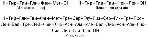 метионин-энкефалин, лейцин-энкефалин, beta-эндорфин