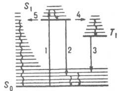 Rвантовые переходы при молекулярной люминесценции